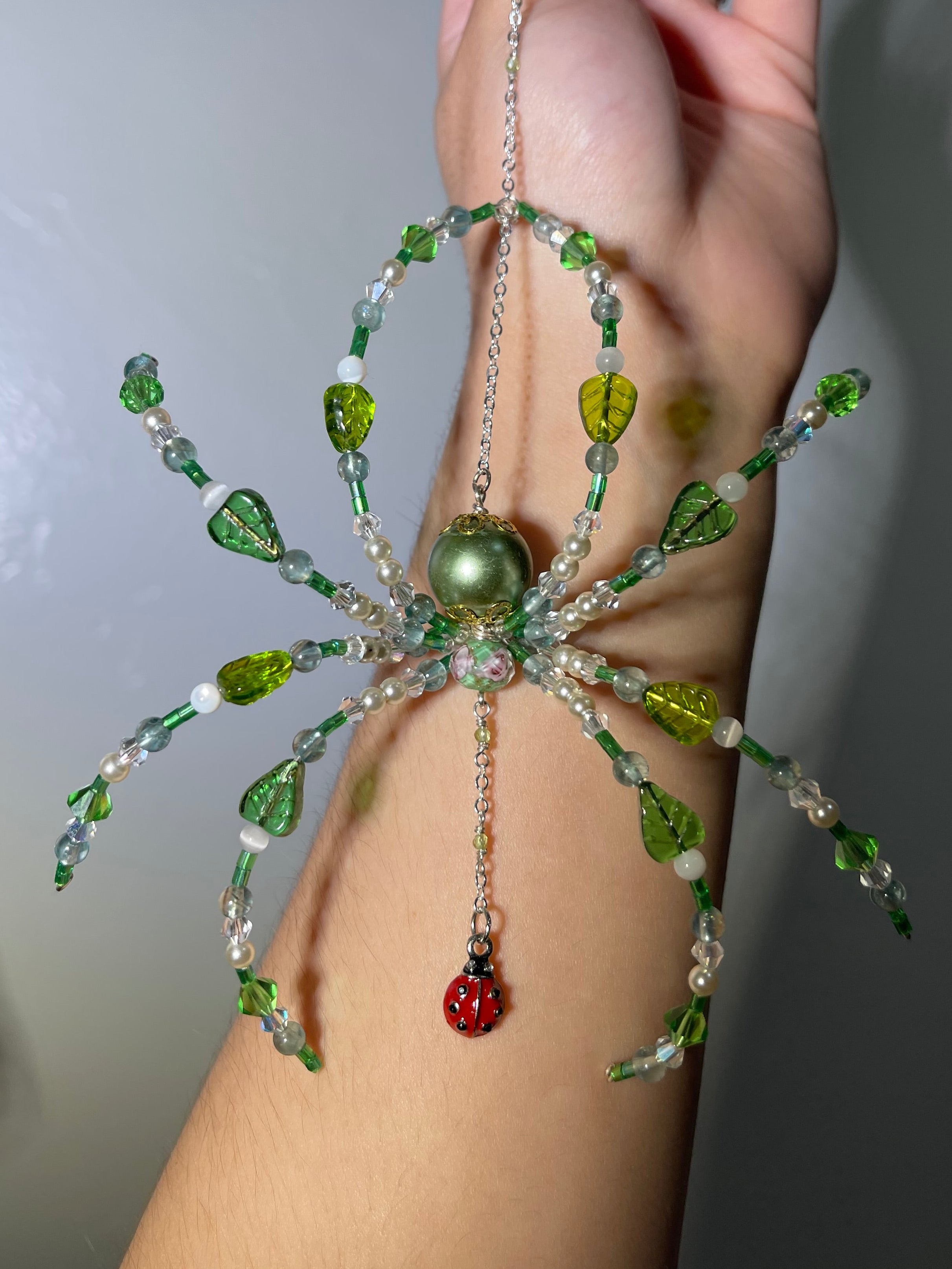 Lady Bug Beaded Spider Sun Catcher 🕷️
