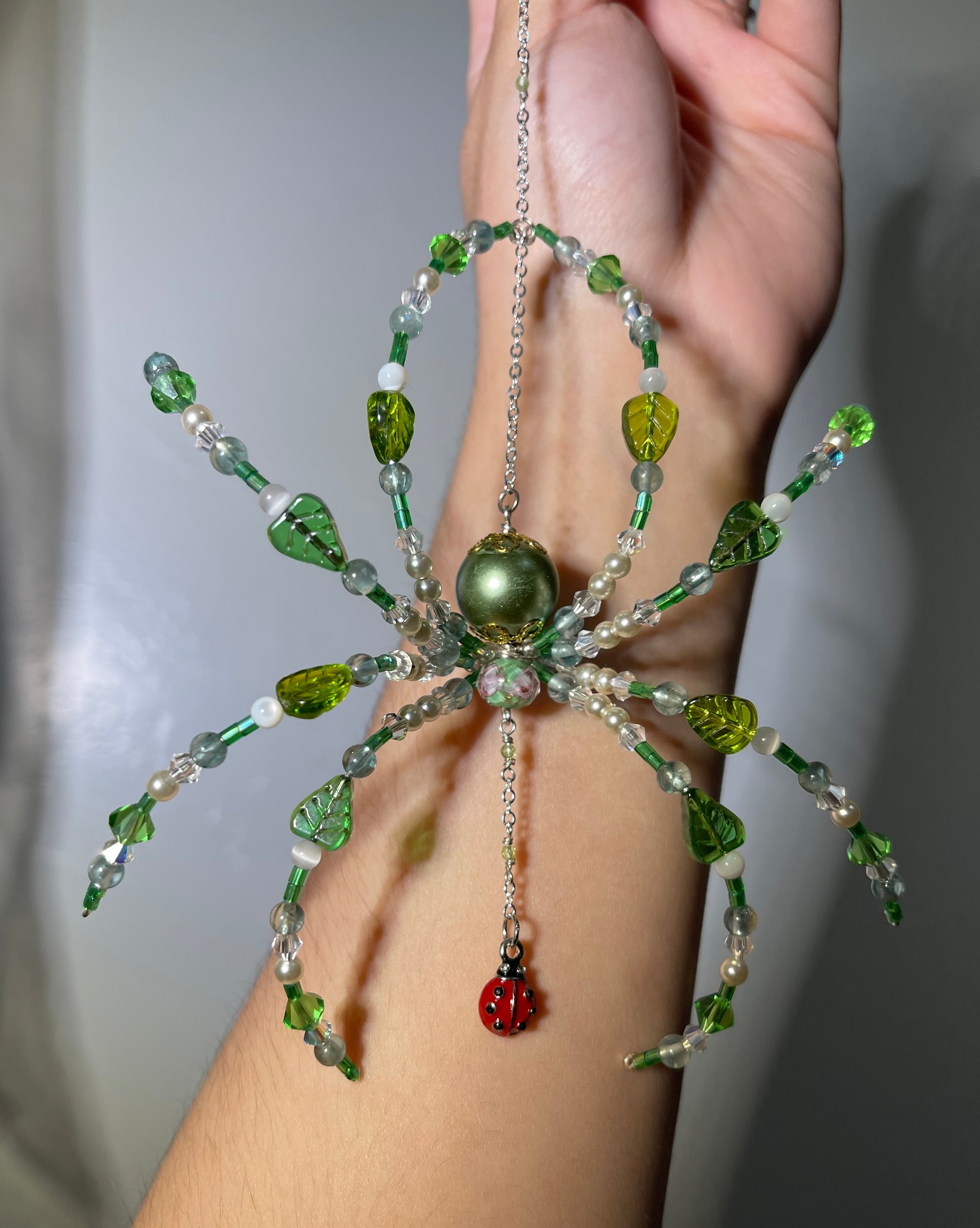 Lady Bug Beaded Spider Sun Catcher 🕷️